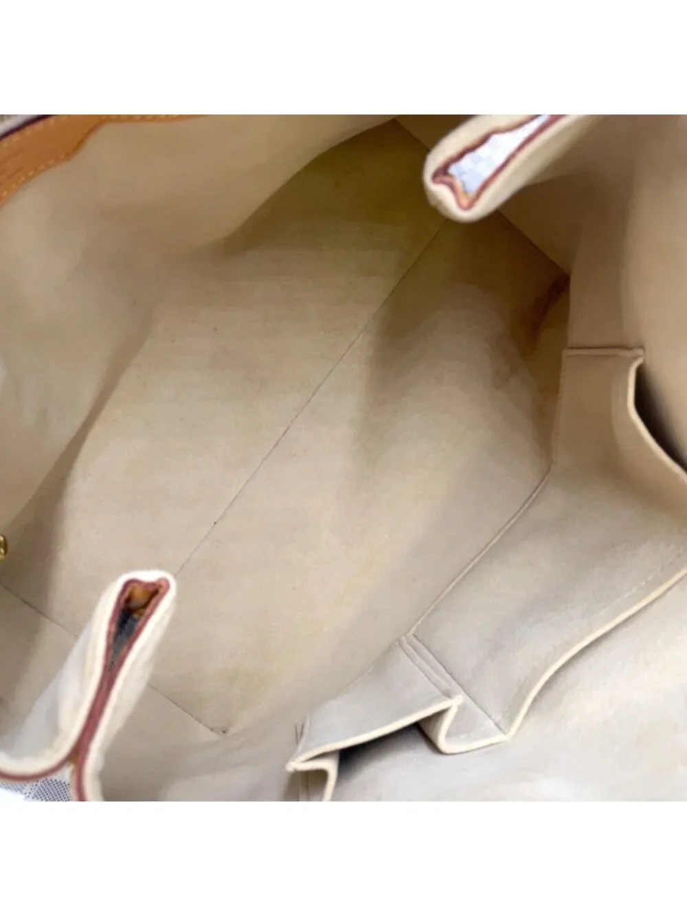 Louis Vuitton Hampstead MM Damier Azur Leather White Light Brown Tote Gold